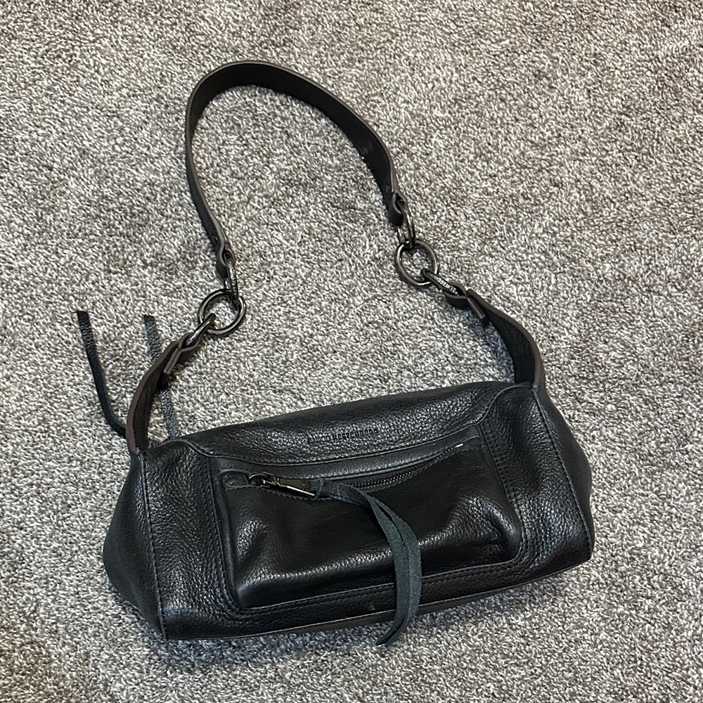 Aimee Kestenberg Bleecker Black Shimmer Leather Shoulder Bag